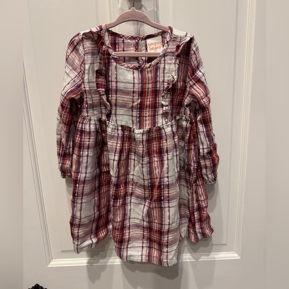 NWOT Jumping Beans 2T Girls Long Sleeve Pink/Maroon Dress